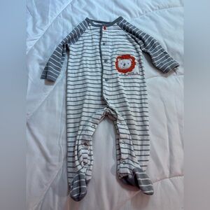 Little Me Striped Gray and White Outfit with Red lion- 12-18m (no size tag)
